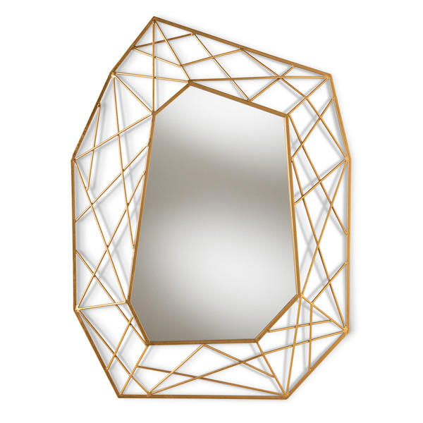 Baxton Studio Oriana Modern Antique Gold Finished Geometric Accent Wall Mirror 150-8875